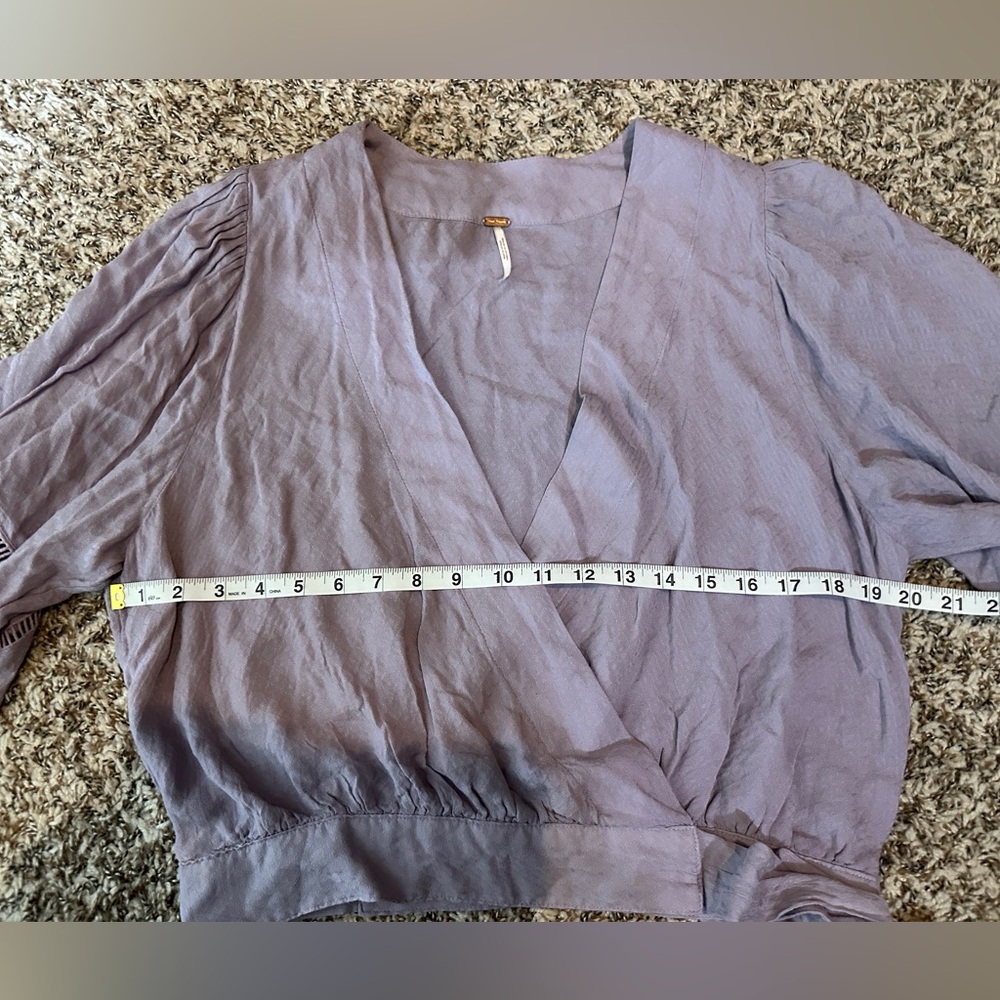 FREE PEOPLE Dream Girl Plunging Wrap Top Purple - Large - Picture 11 of 14
